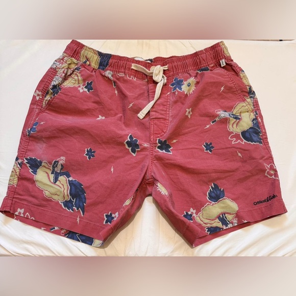 Critical Slide Red Floral Swim Trunks - Picture 1 of 9